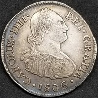 1806 JP Peru 2 Reales Spanish Silver Pillar Coin