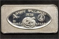 1 Troy Oz .999 Silver Bar - 1973 Happy Halloween
