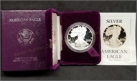 1988 1oz Proof Silver Eagle w/Box & Papers