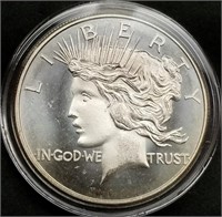 1 Troy Oz .999 Silver Round - Peace Dollar Design
