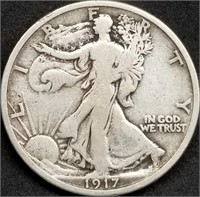 1917-D Reverse Walking Liberty Silver Half Dollar