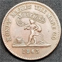 1863 Civil War Token: Money Makes the Mare Go
