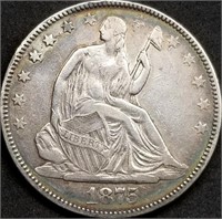 1875 Seated Liberty Silver Half Dollar, Higher