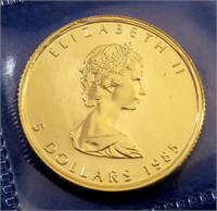 1985 Canada 1/10oz $5 Gold Maple Leaf BU