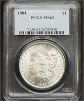 1884-P US Morgan Silver Dollar PCGS MS63 Slab