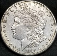 1884-S US Morgan Silver Dollar AU+ Rare Grade