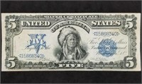 1899 $5 Indian Chief Silver Certificate Choice