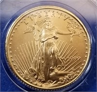 1999 US $5 1/10th oz Gold American Eagle Nice