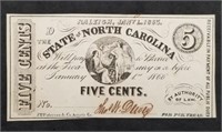 1863 North Carolina 5 Cents Confederate