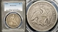 1870 Seated Liberty Silver Dollar PCGS F15 Slab