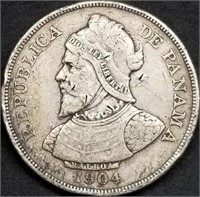 1904 Panama 50 Cent Silver Balboa