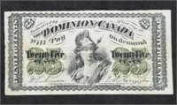 1870 Canada Fractional Currency Note 25-Cents