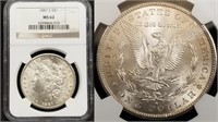 1887-S US Morgan Silver Dollar NGC MS62 Slab