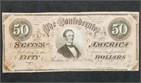 1864 Confederate $50 Banknote T-66 CSA