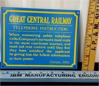 Galvanized sign - Great Central railroad
