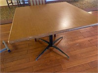 Square rounded edge table with metal base