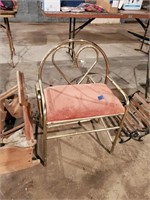 Brass Stool w/ Pink Cushion