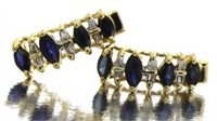 14kt Gold Natural Sapphire & Diamond Earrings