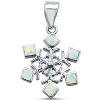 Beautiful White Opal Designer Snowflake Pendant