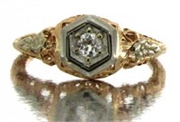 14kt Rose Gold Antique Mine Cut Diamond Ring