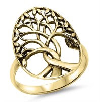 Yellow Toned Large Tree of Life Ring