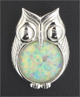 Gorgeous White Fire Opal Owl Pendant