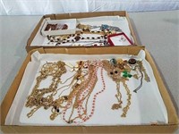 Two boxes miscellaneous necklaces and earrings