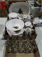Three boxes Pfaltzgraff Christmas dishes and