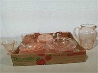 Pink depression glass various patterns and