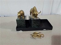 Bear & Bull heavy marble and Brass bookends and