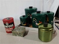 Rooster metal canister set, smoking tobacco tin