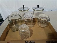 Colored glass canisters and glass container