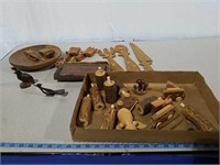 Quite a variety of wooden items, small train,