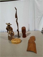 Wood carved figures and box
