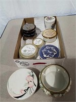 Porcelain and glass trinket boxes