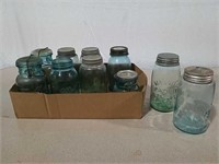 Vintage blue canning jars most are Ball