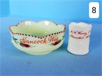 Pair of Heisey Custard Glass Advertisement Pieces