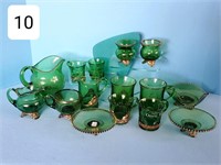 Lot of Victorian Green Gold Flash Souvenir Glass