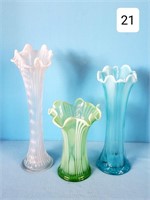 Lot of (3) Opalescent Stretch Vases