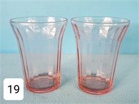 Pair of Pink Depression Cherry Blossom Tumblers