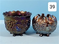 Pair of Carnival Amethyst Rose Bowls