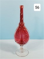 Cranberry Opalescent 14" Pedestal Vase