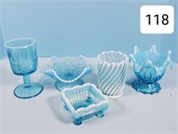 Lot of Ice Blue Opalescent Bowls & Service