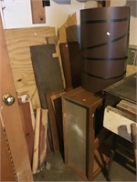 Assorted Wood, Cabinet, Aluminum Flashing, Glass