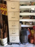 Bug Light, 5 Drawer File Cabinet With Contents