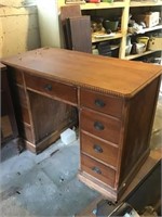 Wooden Desk 42x23x30 With Contents Needs Repair