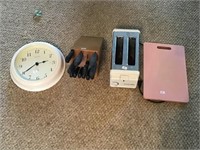 Clock, Knife Set, Toaster, Cutting Board