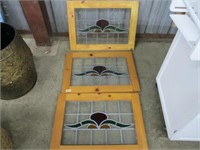 3 STAINED GLASS PANELS