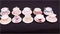 12 china cups and saucers: Belleek,