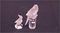 Two crystal bird figurines marked Goebel: